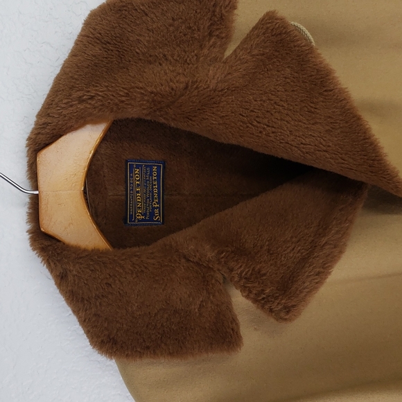 Vintage Pendleton beige tan wool pea coat with quilted liner size Xlarge - Picture 3 of 13